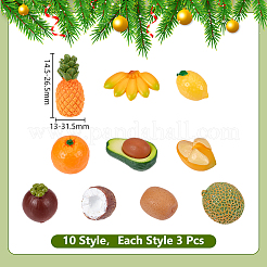 30 шт. 10 стиля миниатюрных фруктовых украшений из смолы&nbsp;DJEW-WR0001-11