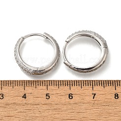 Orecchini a cerchio con micro pavé di zirconi in ottone placcato cremagliera&nbsp;EJEW-H143-25P-01