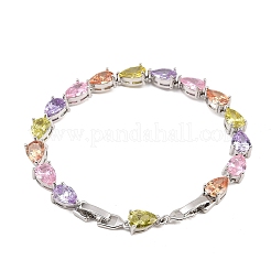 Теннисные браслеты из платиновой латуни с микропаве из кубических цирконий&nbsp;BJEW-B160-07P