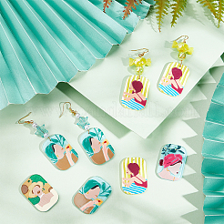 16шт 4 стиля акриловые подвески с 3d принтом&nbsp;OACR-CA0001-18