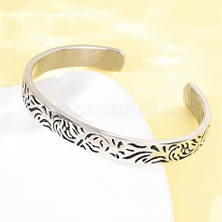 Браслеты-манжеты из нержавеющей стали 304 с гравировкой&nbsp;BJEW-P386-02AS