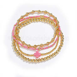 4 ensemble de bracelets extensibles en laiton gothique avec croix&nbsp;YK6983-4