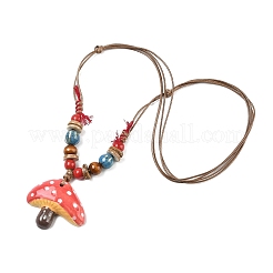 Ожерелья с подвесками из грибного фарфора и кокосовых бусин&nbsp;NJEW-G182-01