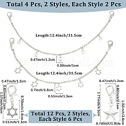 10 Stück 4 Stile Legierung Strass Kette Boot Strap Ketten&nbsp;AJEW-CP0006-49