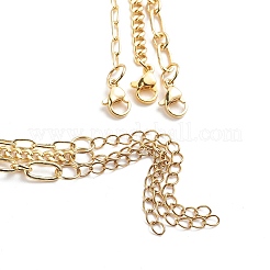 Ensemble de colliers avec pendentif en acier inoxydable 304 et lettre initiale L en laiton&nbsp;NJEW-JN04010