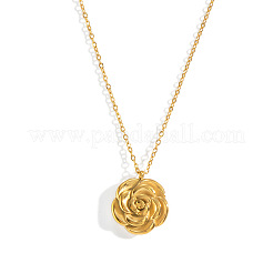 Collares con colgante de flor de rosa vintage 3D de acero inoxidable 304 para mujer&nbsp;AM0132