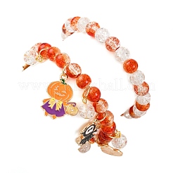 2 шт. браслеты из круглых стеклянных бусин с эффектом кракле&nbsp;BJEW-JB12484-03