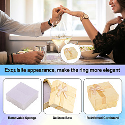 Квадратные бумажные подарочные коробки для колец с бантом&nbsp;CON-TAC0010-80D