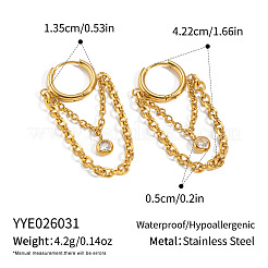 Boucles d'oreilles créoles à pampilles en acier inoxydable 304 serties de zirconiums cubiques pavés&nbsp;WB3830