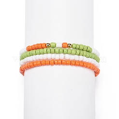 4шт 4 цветных стеклянных бисера стрейч браслеты набор для женщин&nbsp;BJEW-JB08805