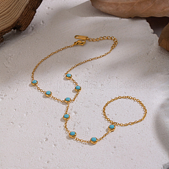 Браслеты из нержавеющей стали 304 с синтетическими бирюзовыми звеньями&nbsp;VX6527