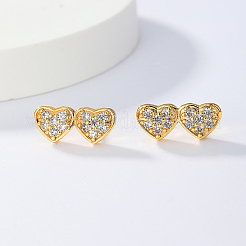 Модные и универсальные серьги-гвоздики из латуни в форме сердца&nbsp;IT0137