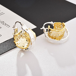 Латунные двухцветные серьги-кольца&nbsp;FS-WGF283A-01