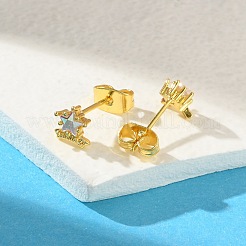 Ohrstecker aus Messing mit Mikropavé-Zirkonia für Damen&nbsp;EJEW-B111-01G-02
