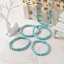 Круглый браслет из натуральных бусин ларимара/пектолита&nbsp;BJEW-A120-01B