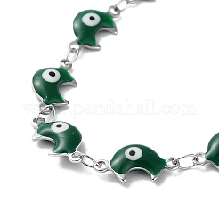 Collana a catena a maglie smaltate con luna e malocchio&nbsp;NJEW-G117-02P