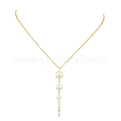 Colliers pour femmes avec perles rondes blanches en nacre et pompon&nbsp;NJEW-TA00239