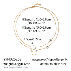 Элегантное женское ожерелье с плоским круглым кулоном из нержавеющей стали 304 с прозрачными кубическими цирконами и паве из паве FF1355