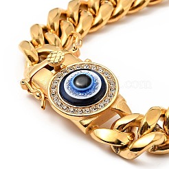 Collana a catena in acciaio inossidabile 304 placcata ionica (ip) con strass di cristallo&nbsp;NJEW-E038-03G-01