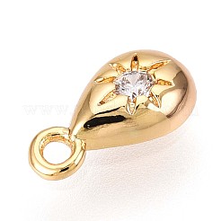 Латунные микропаве прозрачные подвески с фианитом&nbsp;KK-T075-07G