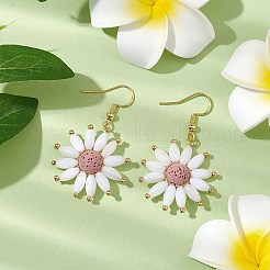 Orecchini pendenti con fiori di pietra lavica naturale&nbsp;EJEW-TA00568-01