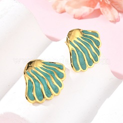 Set di orecchini a perno e collane con pendente a forma di conchiglia in acciaio inossidabile 304 smaltato per donna.&nbsp;SA-CBA46AF-20G