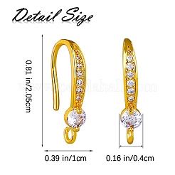 20 pièces crochets de boucle d'oreille en laiton micro pavé clair zircone cubique&nbsp;ZIRC-SZ0005-10