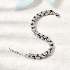 Armbänder aus Edelstahl 304 mit Kastenkette für Damen&nbsp;BJEW-P399-02P