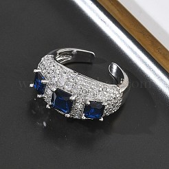 Offene Manschettenringe aus Messing mit Mikropavé und Zirkonia für Damen&nbsp;RJEW-L343-13P