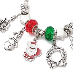 Weihnachtsmotiv: Glas- und Legierungs-Armbänder mit europäischen Perlen für Damen&nbsp;BJEW-JB11198-02