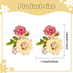 3 пара двухцветных серег-гвоздиков в виде цветка с грибом и хрустальными стразами&nbsp;EJEW-AN0003-07