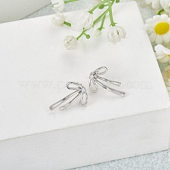 1 Paar Ohrstecker aus Messing mit klaren Zirkonia und Schleife für Damen&nbsp;EJEW-SZ0002-05P