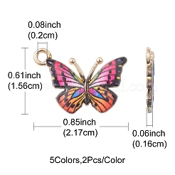 10шт 5 цвета легкие золотые подвески с эмалью&nbsp;ENAM-YW0002-78