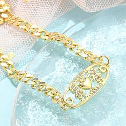 Bracelets à maillons en laiton avec zircone cubique de micro pave&nbsp;BJEW-S158-13G-A