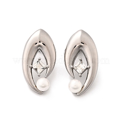 Ohrstecker aus Muschelperlen aus 304 Edelstahl&nbsp;EJEW-U051-08P