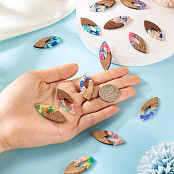 14 шт. подвески из 7-х цветов из смолы и ореха&nbsp;FIND-TA0006-36A