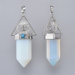 Grands pendentifs pointus en pierres précieuses mixtes naturelles et synthétiques&nbsp;G-L520-L