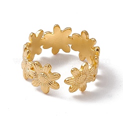 Ионное покрытие (ip) 304 кольцо из нержавеющей стали с цветочным узором открытое кольцо-манжета для женщин&nbsp;RJEW-C045-17G