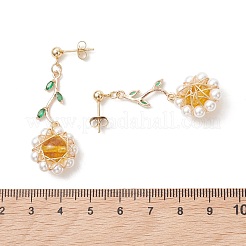 Ohrhänger aus 304er Edelstahl mit Blumenmotiv und Zirkonia&nbsp;EJEW-TA00800-01