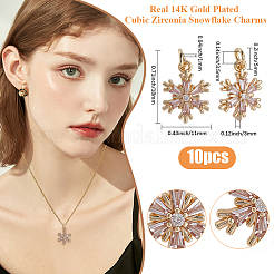 10 шт. латунные подвески в виде снежинок с микропаве из прозрачного кубического циркония&nbsp;KK-BBC0021-78