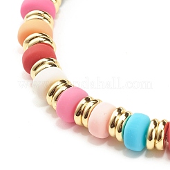 Bracciale elasticizzato con perline in argilla polimerica color caramello per ragazze donne&nbsp;BJEW-JB07190