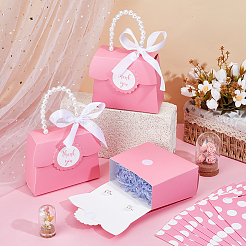 Прямоугольные бумажные подарочные пакеты с ручкой из искусственного жемчуга&nbsp;CON-WH0110-019A