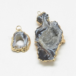 Pendentifs en tranches d'agate druzy naturelle&nbsp;G-Q494-65B-G