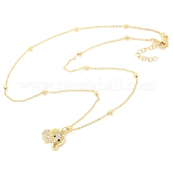 Ожерелья с подвеской из латуни с микропаве и прозрачным кубическим цирконием для женщин&nbsp;LS-NJEW-M084-02G-04