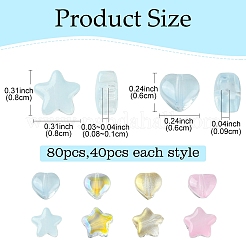 80шт 2 стиля прозрачные стеклянные бусины&nbsp;GLAA-YW0003-72A