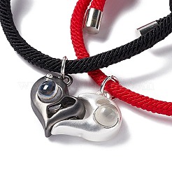 2 pz 2 colori ti amo in 100 lingue proiezione corrispondenza paio di braccialetti impostati&nbsp;BJEW-E011-01BS