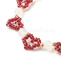 Pulsera con cuentas de semillas de vidrio y ágata natural con cierre magnético de latón&nbsp;BJEW-JB07803