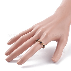 Anello per dito rotondo con perline intrecciate con spinello naturale con vetro&nbsp;RJEW-JR00450-05