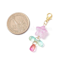 3 шт. подвесные стеклянные бусины в форме капли звезды&nbsp;HJEW-JM04132