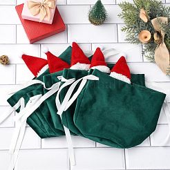 Sacs à cordon en velours chapeau de noël&nbsp;ST-CJ0001-01B